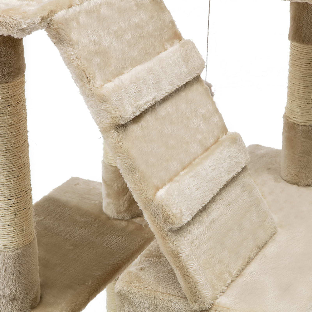 i.Pet 180cm Beige Wooden Cat Tree - Premium Scratching Post, Tower & Condo House Lounge for Cats