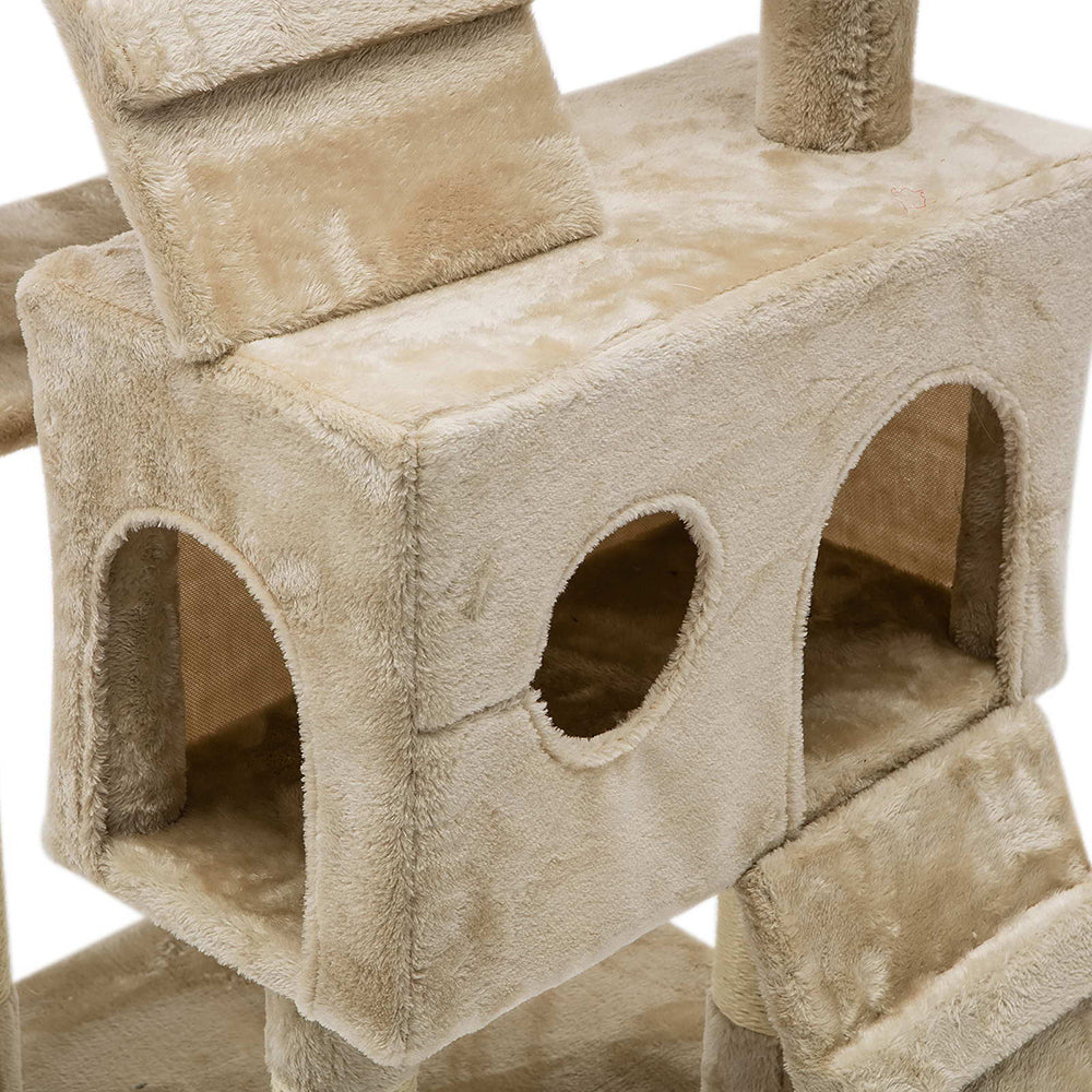 i.Pet 180cm Beige Wooden Cat Tree - Premium Scratching Post, Tower & Condo House Lounge for Cats