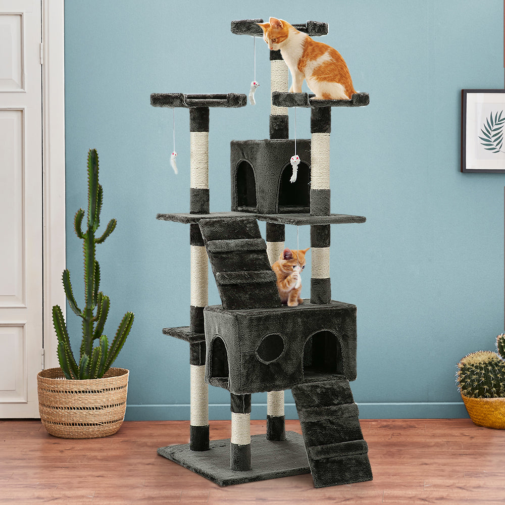 i.Pet 180cm Wooden Cat Tree - Deluxe Scratching Post, Tower & Condo House Retreat for Felines