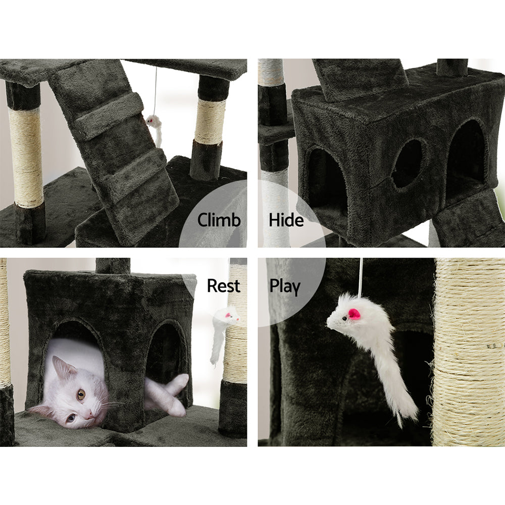 i.Pet 180cm Wooden Cat Tree - Deluxe Scratching Post, Tower & Condo House Retreat for Felines