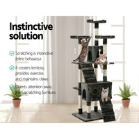 Thumbnail for i.Pet 180cm Wooden Cat Tree - Deluxe Scratching Post, Tower & Condo House Retreat for Felines