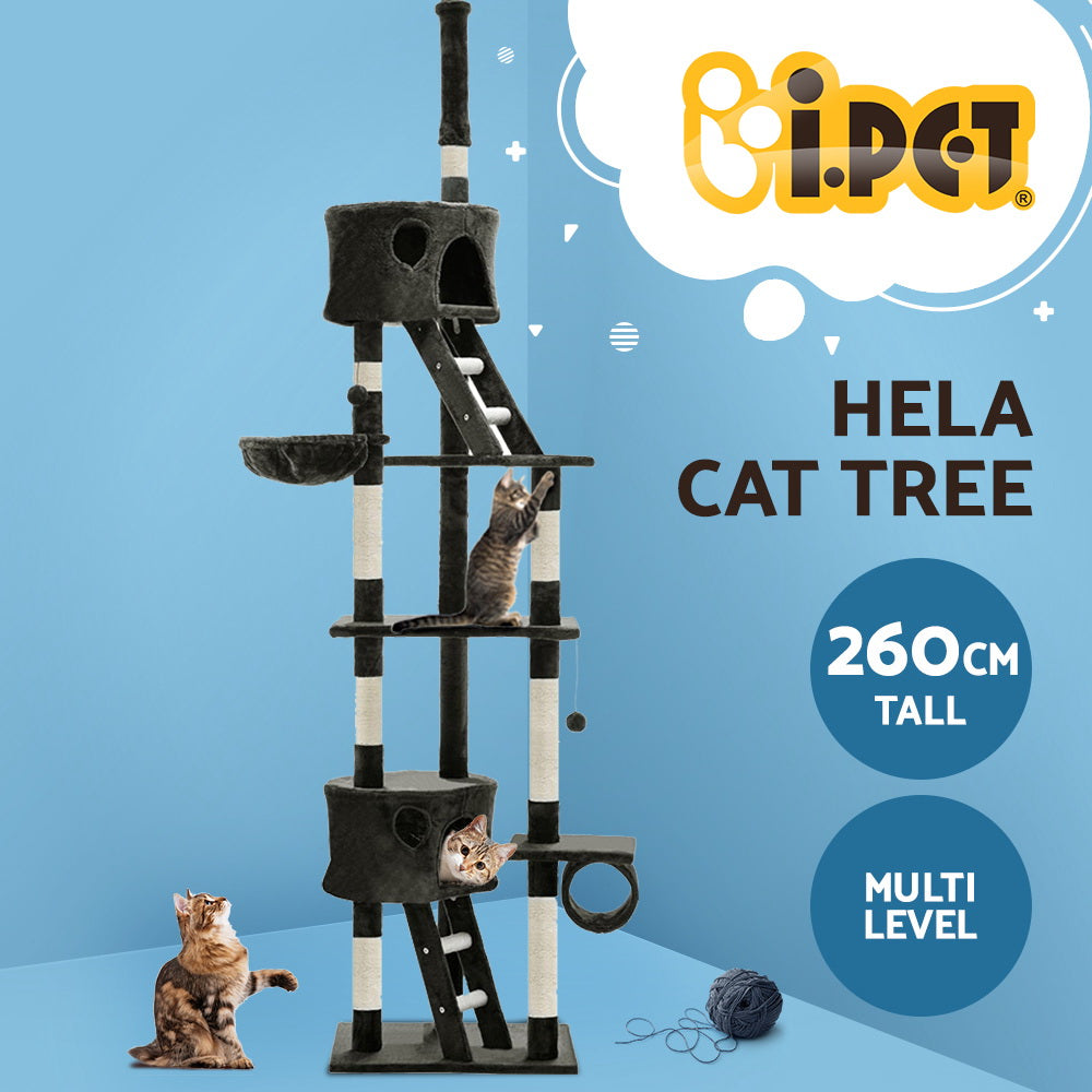 Wooden Cat Tree with Scratching Post (260cm)-i.Pet