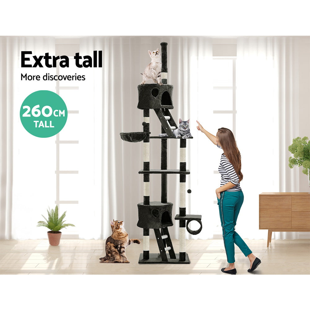 Wooden Cat Tree with Scratching Post (260cm)-i.Pet