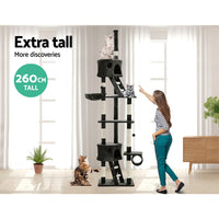 Thumbnail for Wooden Cat Tree with Scratching Post (260cm)-i.Pet