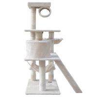 Thumbnail for i.Pet 141cm Beige Wooden Cat Tree - Deluxe Scratching Post, Tower & Condo House Lounge for Felines