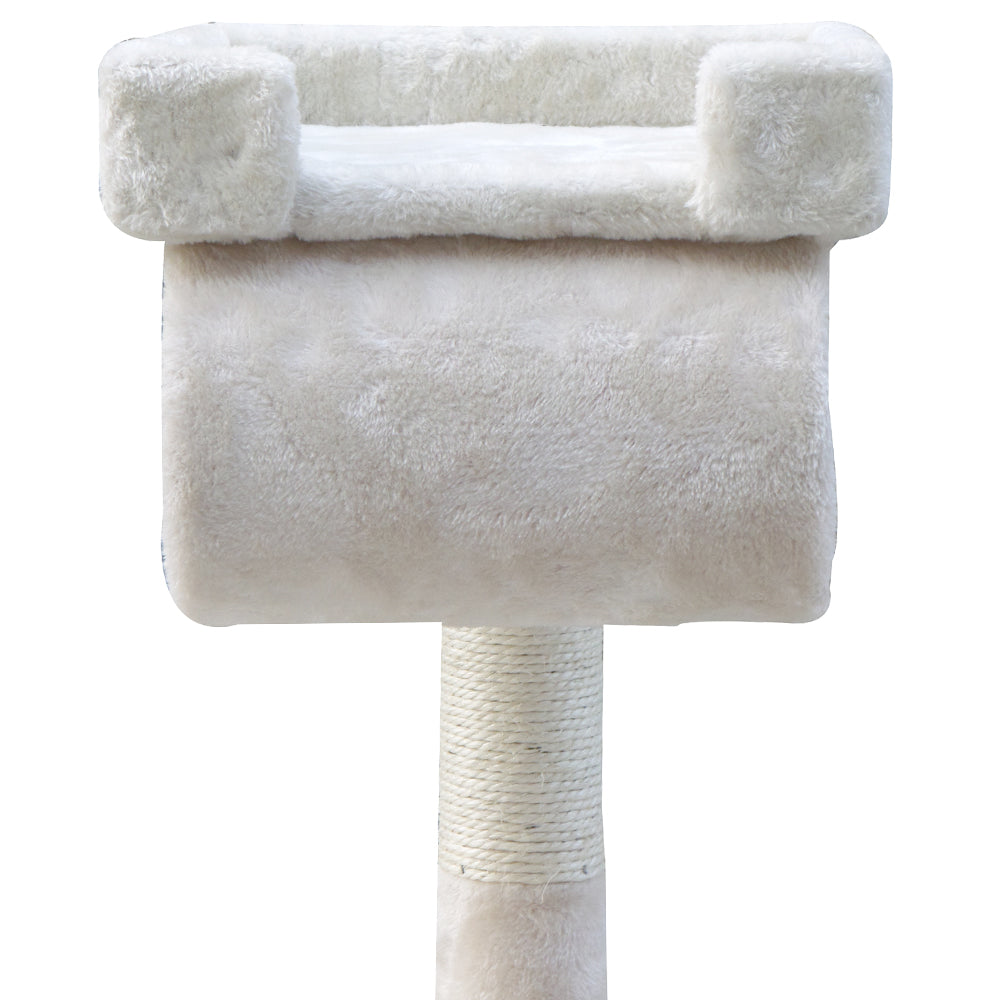 i.Pet 141cm Beige Wooden Cat Tree - Deluxe Scratching Post, Tower & Condo House Lounge for Felines