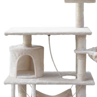 Thumbnail for i.Pet 141cm Beige Wooden Cat Tree - Deluxe Scratching Post, Tower & Condo House Lounge for Felines