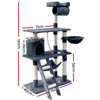 Thumbnail for i.Pet 141cm Wooden Cat Tree - Deluxe Scratching Post, Tower & Condo House Retreat for Cats