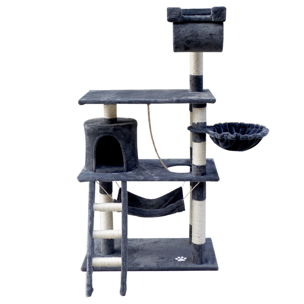 i.Pet 141cm Wooden Cat Tree - Deluxe Scratching Post, Tower & Condo House Retreat for Cats