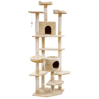 Thumbnail for i.Pet Cat Tree 203cm Trees Scratching Post Scratcher Tower Condo House Furniture Wood Beige