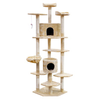 Thumbnail for i.Pet Cat Tree 203cm Trees Scratching Post Scratcher Tower Condo House Furniture Wood Beige