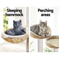 Thumbnail for i.Pet Cat Tree 203cm Trees Scratching Post Scratcher Tower Condo House Furniture Wood Beige