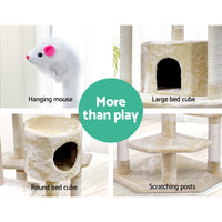 Thumbnail for i.Pet Cat Tree 203cm Trees Scratching Post Scratcher Tower Condo House Furniture Wood Beige