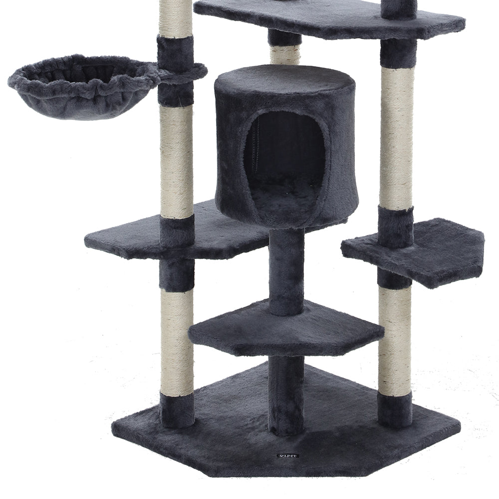 i.Pet 203cm Wooden Cat Tree - Deluxe Scratching Post, Tower & Condo House Lounge for Felines