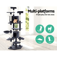 Thumbnail for i.Pet 203cm Wooden Cat Tree - Deluxe Scratching Post, Tower & Condo House Lounge for Felines