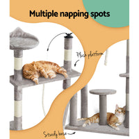 Thumbnail for i.Pet Cat Tree Scratching Post Scratcher Tower Condo House Grey 135cm