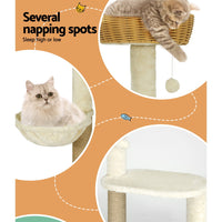 Thumbnail for i.Pet Cat Tree 138cm Tower Scratching Post Scratcher Wood Bed Condo House Rattan Ladder