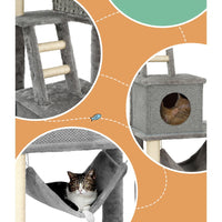 Thumbnail for i.Pet Cat Tree 169cm Tower Scratching Post Scratcher Wood Bed Condo House Rattan Ladder