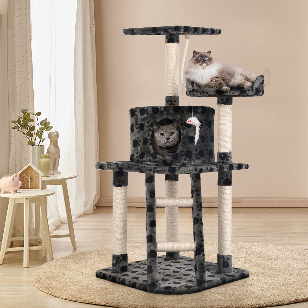 Wooden Cat Tree with Scratching Post (120cm)-i.Pet