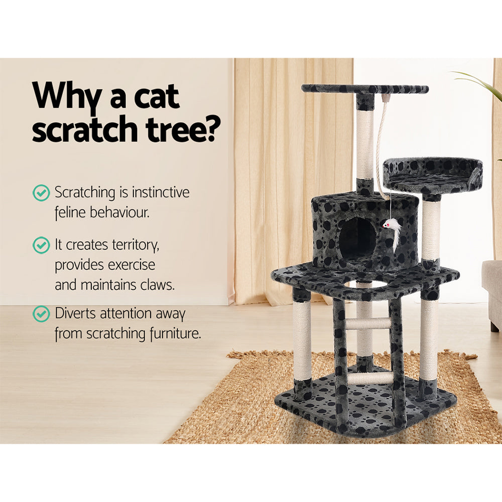 Wooden Cat Tree with Scratching Post (120cm)-i.Pet