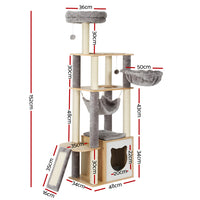 Thumbnail for i.Pet Cat Tree Tower Scratching Post Scratcher Wood Bed Condo Toys House 152cm