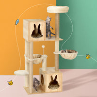 Thumbnail for i.Pet Cat Tree Tower Scratching Post Scratcher Wood Bed Condo Toys House 141cm