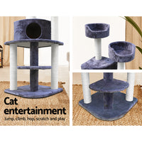 Thumbnail for i.Pet Cat Tree Trees Scratching Post Scratcher Tower Condo House Grey 126cm