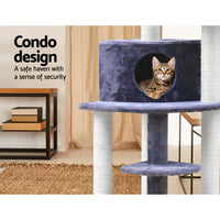 Thumbnail for i.Pet Cat Tree Trees Scratching Post Scratcher Tower Condo House Grey 126cm