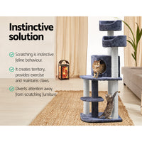 Thumbnail for i.Pet Cat Tree Trees Scratching Post Scratcher Tower Condo House Grey 126cm