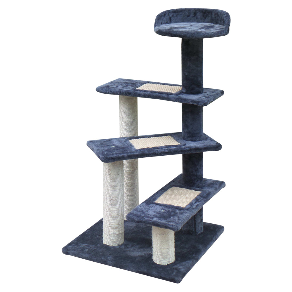 i.Pet 100cm Cat Tree - Wooden Steps, Premium Scratching Post, Tower & Condo House for Cats