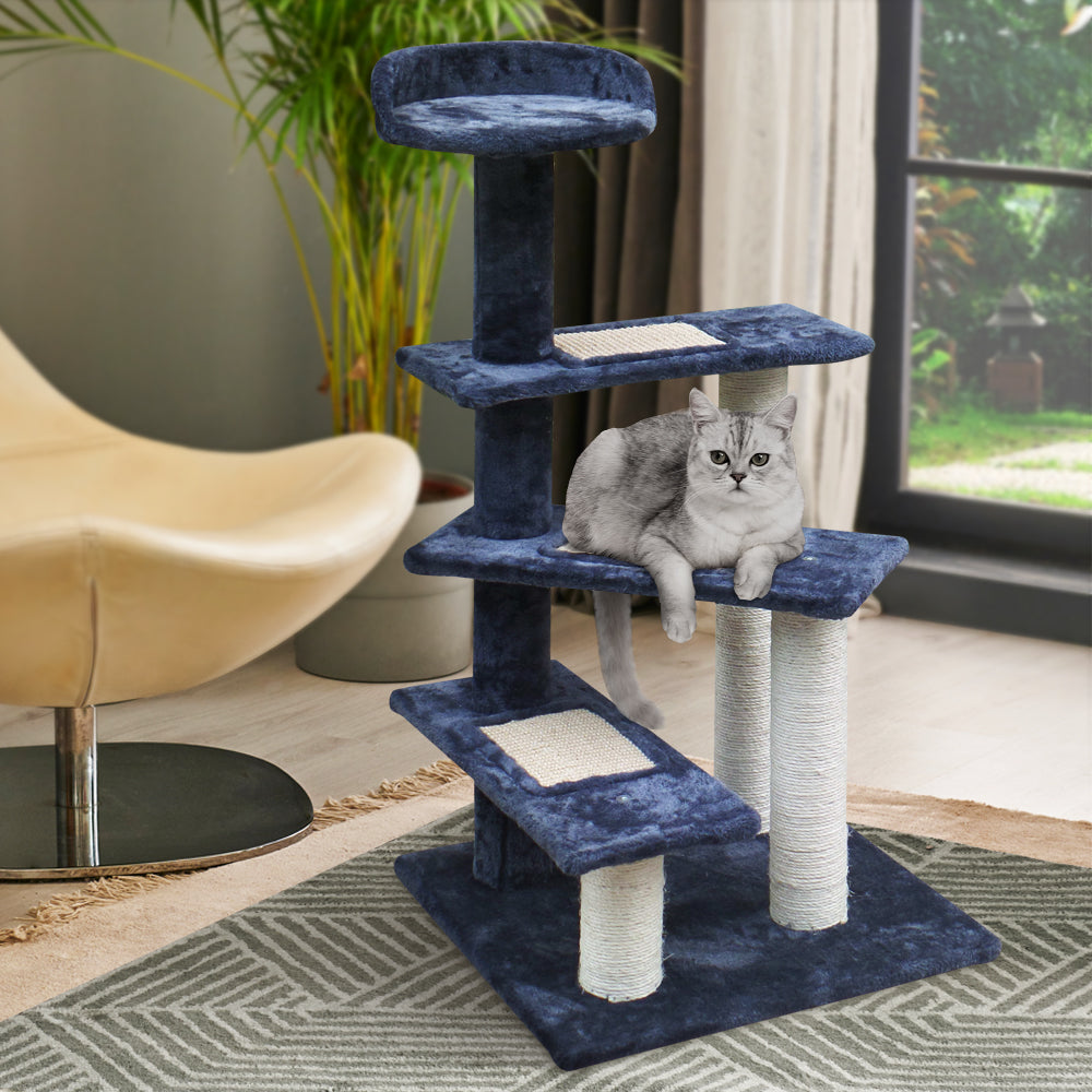 i.Pet 100cm Cat Tree - Wooden Steps, Premium Scratching Post, Tower & Condo House for Cats