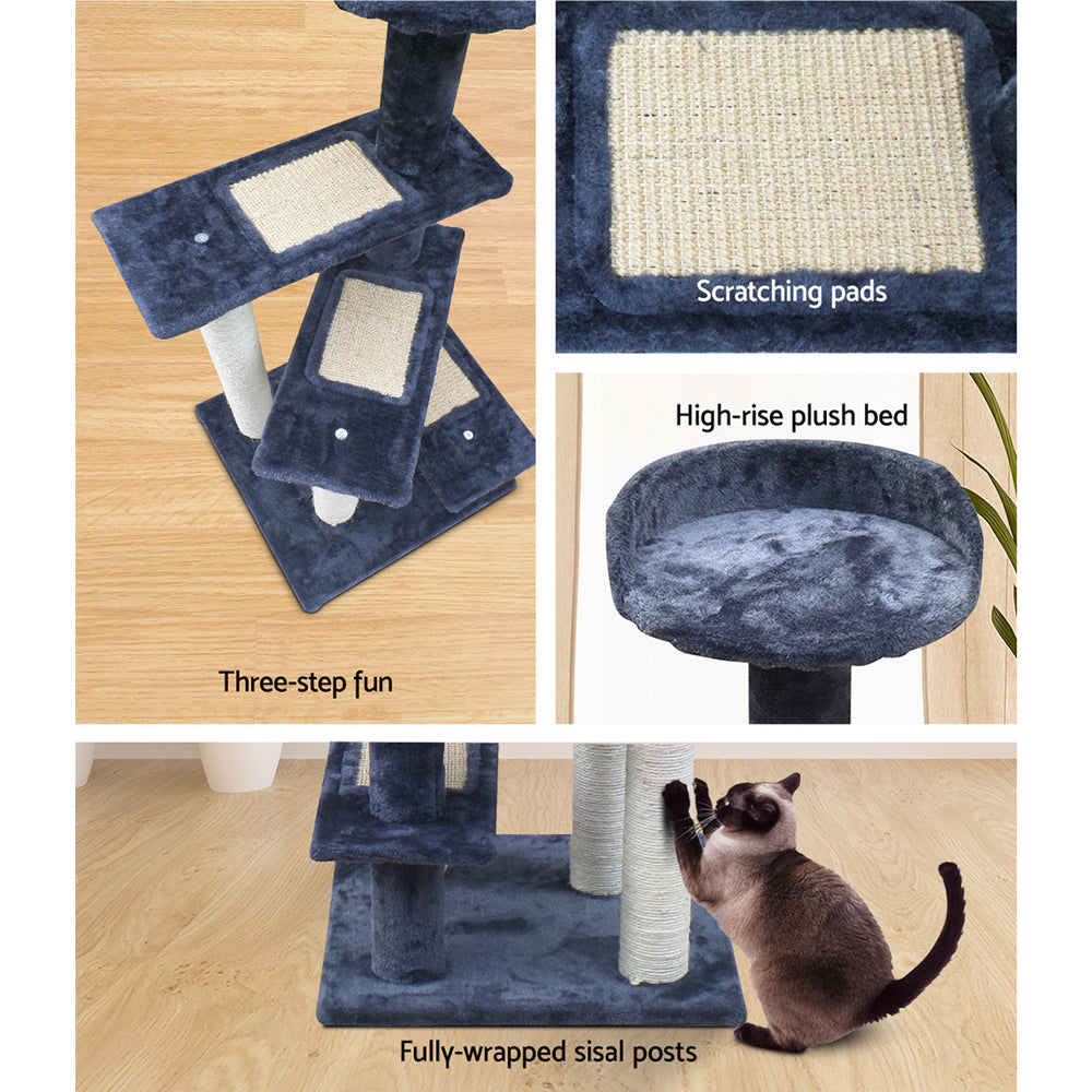 i.Pet 100cm Cat Tree - Wooden Steps, Premium Scratching Post, Tower & Condo House for Cats