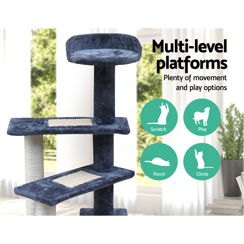 i.Pet 100cm Cat Tree - Wooden Steps, Premium Scratching Post, Tower & Condo House for Cats