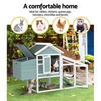 Thumbnail for i.Pet Chicken Coop Rabbit Hutch Large House Run Cage Wooden Outdoor Pet Hutch