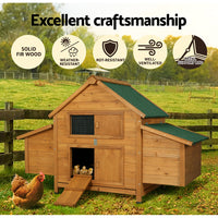 Thumbnail for i.Pet Chicken Coop Large Rabbit Hutch House Run Cage Wooden Outdoor Pet Hutch