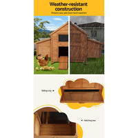 Thumbnail for i.Pet Chicken Coop Large Rabbit Hutch House Run Cage Wooden Outdoor Pet Hutch