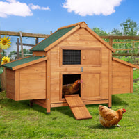 Thumbnail for i.Pet Chicken Coop Large Rabbit Hutch House Run Cage Wooden Outdoor Pet Hutch