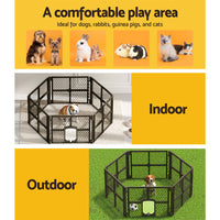 Thumbnail for i.Pet Pet Dog Playpen Enclosure 6 Panel Fence Puppy Cage Plastic Play Pen Fold