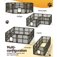 Thumbnail for i.Pet Pet Dog Playpen Enclosure 8 Panel Fence Puppy Cage Plastic Play Pen Fold