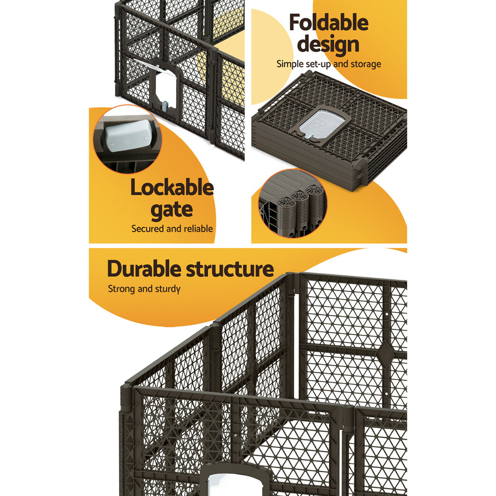 i.Pet Pet Dog Playpen Enclosure 8 Panel Fence Puppy Cage Plastic Play Pen Fold