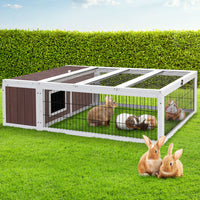 Thumbnail for i.Pet Wooden Rabbit Hutch Chicken Coop Run Cage Habitat House Outdoor Large