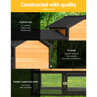 Thumbnail for i.Pet Chicken Coop Rabbit Hutch Wooden Cage Pet Hutch 165cm x 52cm x 86cm