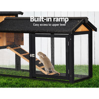 Thumbnail for i.Pet Chicken Coop Rabbit Hutch Wooden Cage Pet Hutch 165cm x 52cm x 86cm