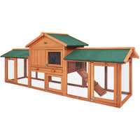 Thumbnail for i.Pet Rabbit Hutch Chicken Coop Wooden Cage Pet Hutch 220cm x 52cm x 84cm