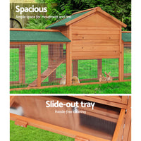 Thumbnail for i.Pet Rabbit Hutch Chicken Coop Wooden Cage Pet Hutch 220cm x 52cm x 84cm