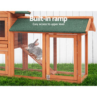 Thumbnail for i.Pet Rabbit Hutch Chicken Coop Wooden Cage Pet Hutch 220cm x 52cm x 84cm