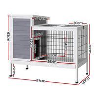 Thumbnail for i.Pet Rabbit Hutch Wooden Ferret Cage Habitat House Outdoor Large