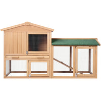 Thumbnail for i.Pet Chicken Coop Rabbit Hutch 138cm Wide Wooden Pet Hutch