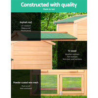 Thumbnail for i.Pet Chicken Coop Rabbit Hutch 138cm Wide Wooden Pet Hutch