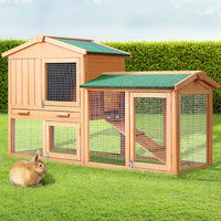 Thumbnail for i.Pet Chicken Coop Rabbit Hutch 138cm Wide Wooden Pet Hutch